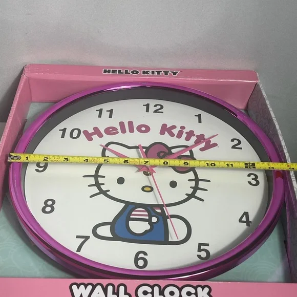 Hello Kitty Wall Clock Pink Frame Sanrio Kids Room Decor 10in Cute - Picture 6 of 7